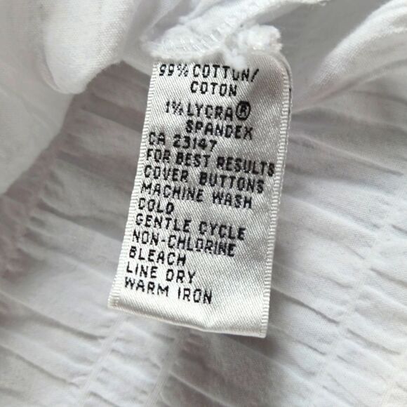 Talbots 3/4 Sleeve Button Down Blouse 98% Stretch Puff Cotton White Womans 12... - Picture 5 of 12